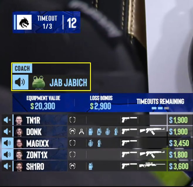 CS2News_EN's tweet photo. Team Spirit won 6 rounds after the Jab Jabich timeout 😭 https://t.co/fdBivVLj8Z