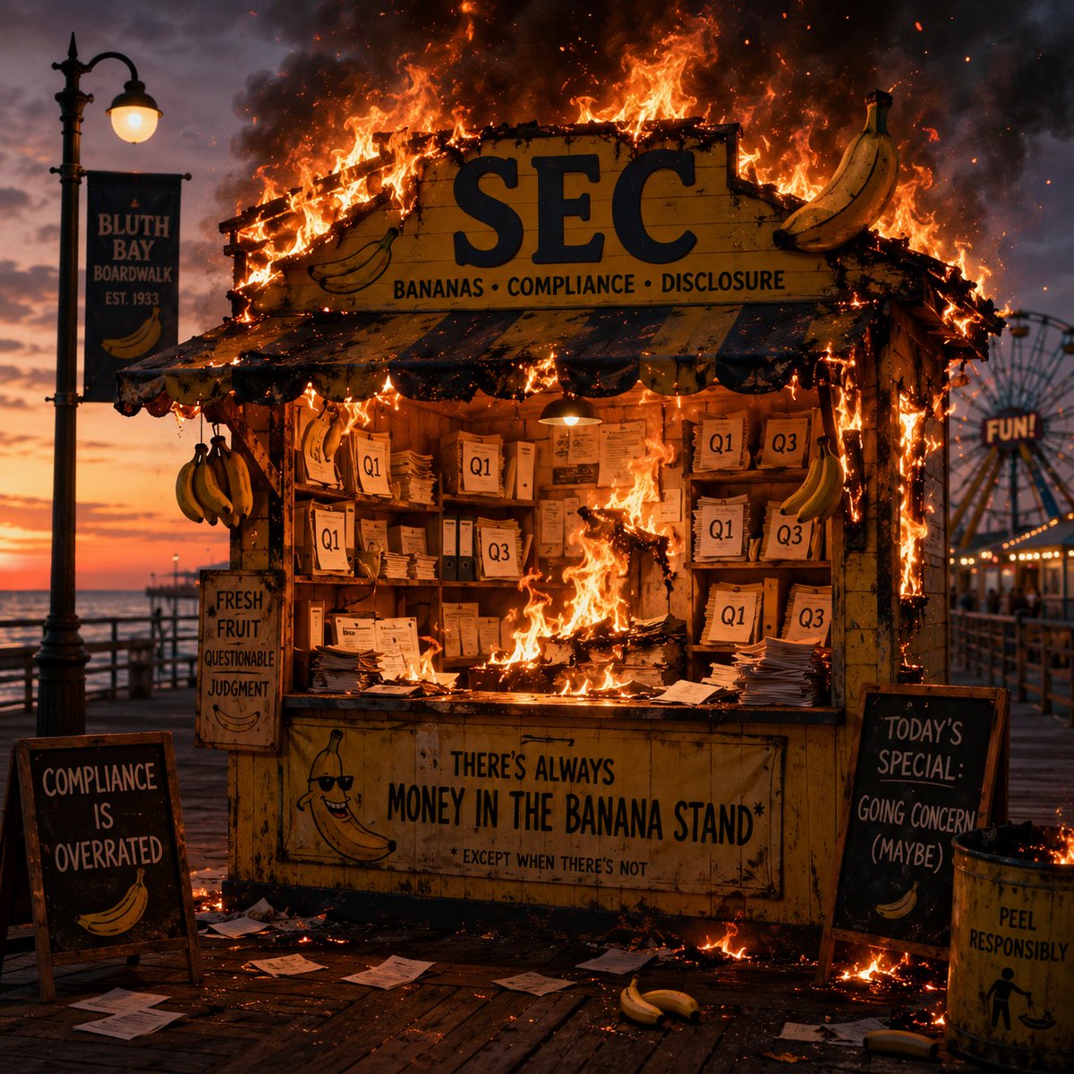 keepitquarterly's tweet photo. SEC chair Atkins: "Semiannual reporting will still protect investors." Narrator: "It wouldn't."