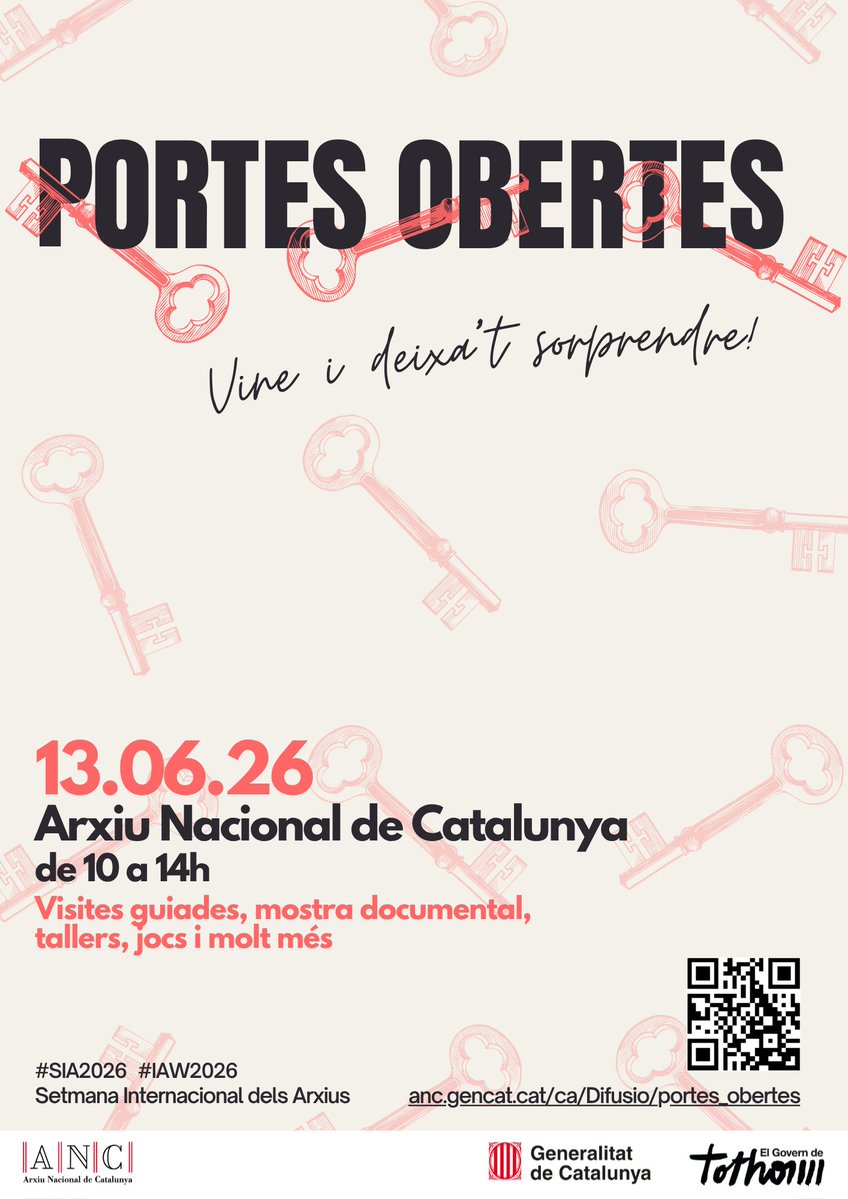 arxiunacional's tweet photo. #JPO2026 🏛️ | Dissabte 13 de juny obrim de bat a bat l’@arxiunacional per donar-lo a conèixer i explicar com tenim cura del nostre patrimoni documental 📂📷

☝️ Ja t'hi pots inscriure: anc.cultura@gencat.cat 
ℹ️ https://t.co/bOHXLSSLmf

💬 Vine i et sorprendràs! https://t.co/ihtc2SsuG7
