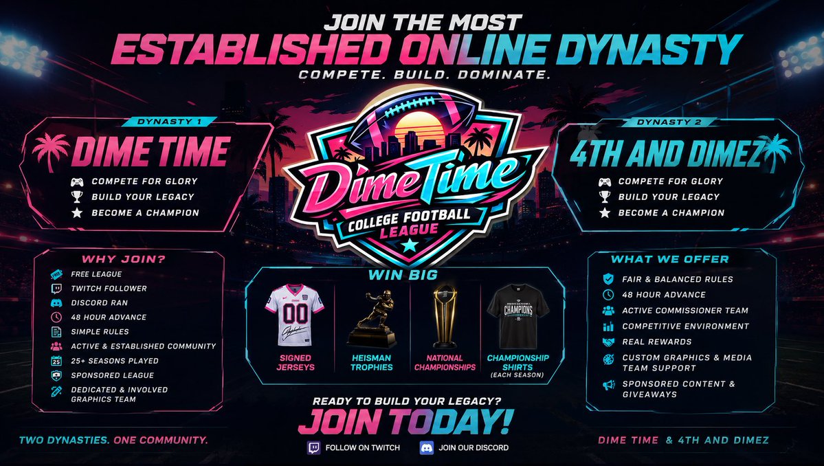 Glenn_flexx's tweet photo. 🚨 Recruiting for our 2nd/3rd leagues. 
🚨 Established Leagues (20+ seasons) 🚨 Established users (Since 25)  

🔥 Sponsored free leagues 
🎉 Win A national Championship/Hesiman Trophy YEARLY
⭐️ Giveaways like signed certified jerseys/Trophys/Shirts and more!!! https://t.co/I4Bli3ABa4