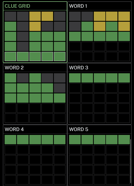 tailsteak's tweet photo. nerdlegame 1599 3/6
Dungleon 1582 4/6💠
Squardle 1584 5 Guesses Remaining
Referdle1289  9/25

Decent enough.  Can't complain. https://t.co/pCLsKfudHM