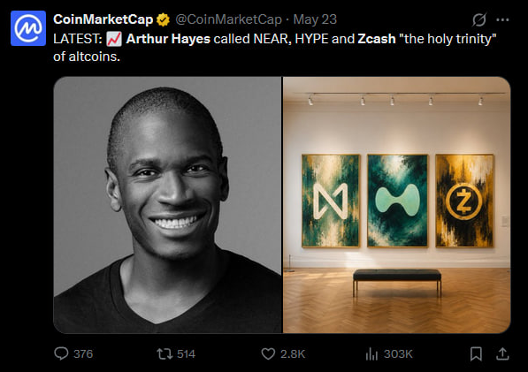 0xSweep's tweet photo. Arthur Hayes shilled all of his bags just to turn everyone into exit liquidity

Only in crypto 💀 https://t.co/LWcTDkGIa5
