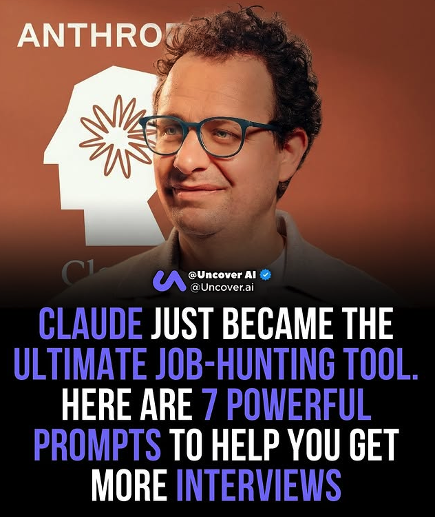 uncover_ai's tweet photo. Claude is the best Job hunting tool in the market.

These 7 powerful prompts will 10x your job search (THREAD): https://t.co/PH6RqGNNBq