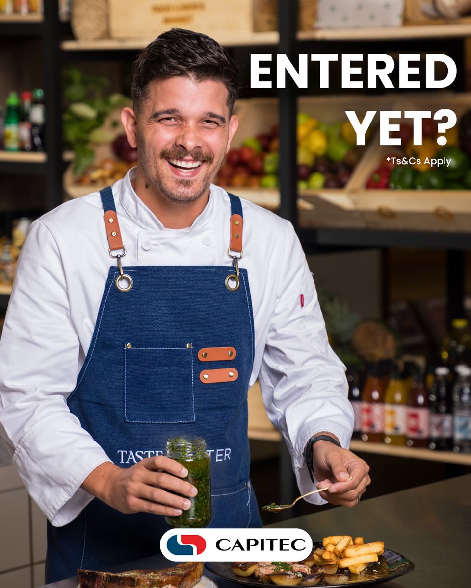 TasteMaster_SA's tweet photo. Don't miss your chance to win R1 000 with Capitec Business! Reply and share this post and tell us what you enjoy most about using @CapitecBankSA. Include #TheTasteMasterSA and #BankOnBetter #BankOnCapitec in your answer. T&amp;Cs apply. https://t.co/xK7NawvR2w https://t.co/MqaGj8E6TG