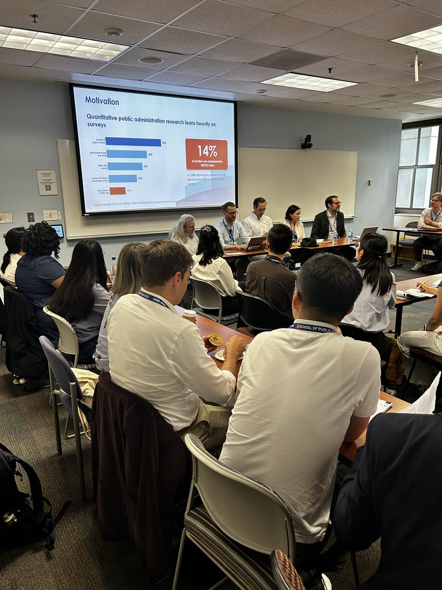 AU_SPA's tweet photo. #PMRC2026 is at an end, but it is SRO for “Rethinking Public Administration Research Roundtable” feat. Sebastian Jilke of @McCourtSchool, Elizabeth Linos of @Kennedy_School, Amy O’Hara of @MassiveData_GU, Daniel Rogger of @WorldBankGroup, w/Chair Christian Schuster of @OxfordU https://t.co/Eu6tj6rTYr