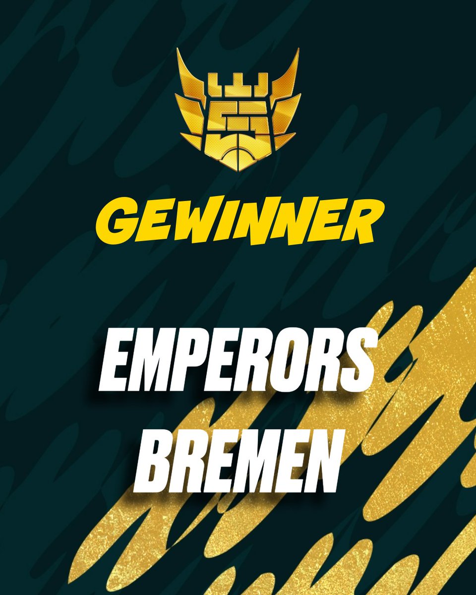 EinSpandau's tweet photo. Glückwunsch nach Bremen!👑
Die Emperors Bremen krönen sich im Finale gegen die Zweite und sichern sich das Preisgeld von 1500€!💰 https://t.co/Bk2qmY22vp