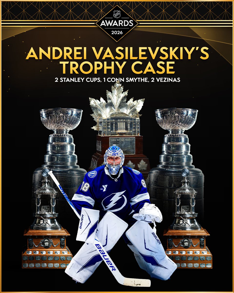 NHL's tweet photo. Add another Vezina to the trophy case, Andrei! 🤩 #NHLAwards https://t.co/tsyObh6QvG
