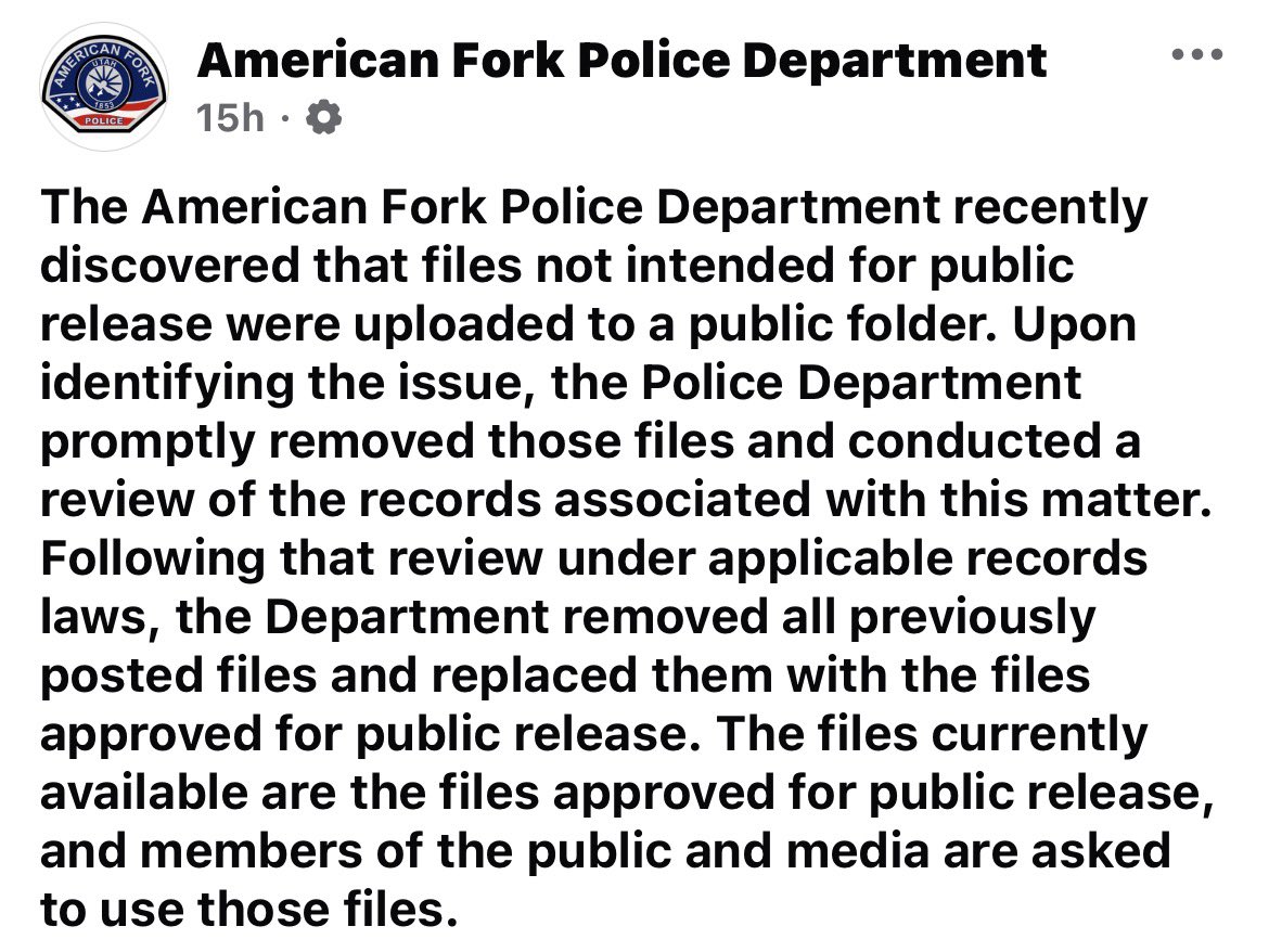 DietWaterGUY's tweet photo. The American Fork Police Department's absolute clown show is a masterclass in local government incompetence 😭😭

The Bricks &amp; Minifigs case is exposing a lot more than shady business practices; it’s exposing the corruption in small towns that isn’t usually monitored like this. https://t.co/GQYETCoWmt