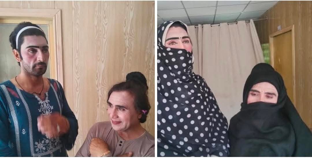 Ehsan038's tweet photo. بالاکوٹ پولیس نے دو ایسے بھکاریوں کو گرفتار کیا ہے جو میک اپ کر کہ عورتوں کے روپ میں بھیک مانگتے تھے،
دونوں افراد کا تعلق پشاور سے ہے،
گرمیوں میں سیزن لگانے گئے تھے بیچارے...!! https://t.co/lQvPm2A8Zm