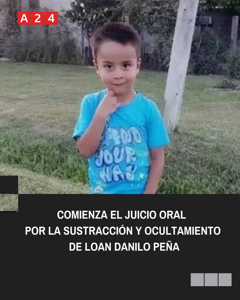 a24compy's tweet photo. 🔴 Comienza el juicio oral por la sustracción y ocultamiento de Loan Danilo Peña

Se llevará adelante en Corrientes, con un tribunal integrado por tres jueces federales y 17 imputados en el banquillo.

El niño, que en ese momento tenía 5 años, fue visto por última vez durante un almuerzo familiar en la casa de su abuela, en el paraje Algarrobal de 9 de Julio. Según la hipótesis de la fiscalía, Loan no se extravió en el campo, sino que fue víctima de sustracción y ocultamiento.

El debate estará a cargo del Tribunal Oral Federal conformado por el juez Fernando Ceroleni (Corrientes), Eduardo Belforte (Formosa) y Simón Bracco (Río Negro). En total, se prevé la declaración de 161 testigos a lo largo del proceso.

El cronograma inicial de audiencias quedó establecido en los siguientes días:
• 16, 17 y 18 de junio
• 25 y 26 de junio
• 30 de junio, 1 y 2 de julio
• 5 y 6 de julio

Vía: A24 Argentina.

#a24noticiaspy #internacionales #Loan