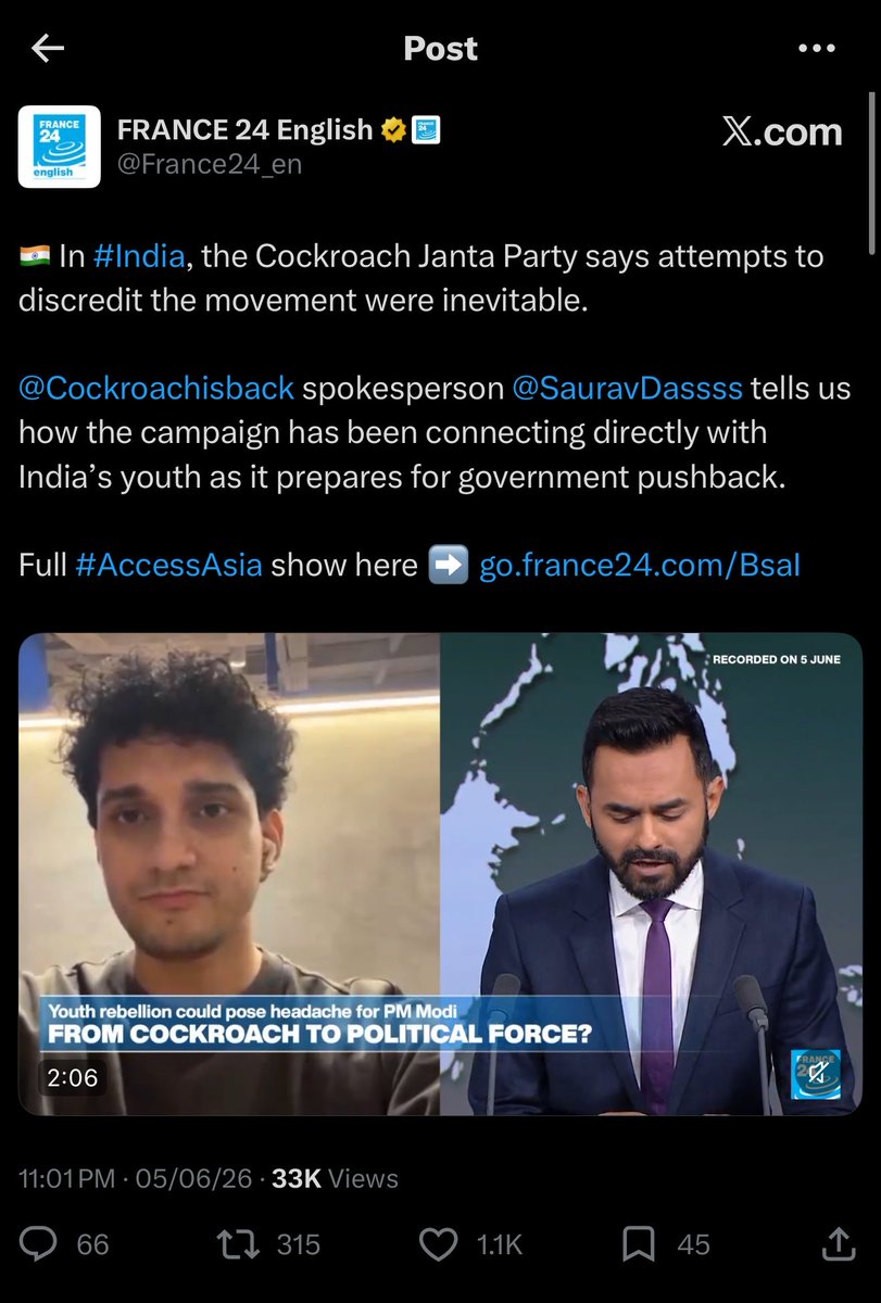 arunpudur's tweet photo. ‼️The French Govt funded @FRANCE24 has relentlessly pushed fake news about India for years. 

Now its employees are directly taking part in regime change operations. 

While India is gearing up to buy billions of dollars of french arms. 

🇮🇳 needs to hold off. 

@rajnathsingh @FranceinIndia