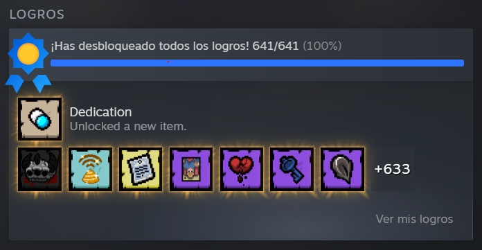 h4selul's tweet photo. Amigos, después de 486 horas, he conseguido los 641 logros de The Binding of Isaac: Repentance+. Soy libre, me voy a la calle a tocar césped. https://t.co/5OcAIKGlqU