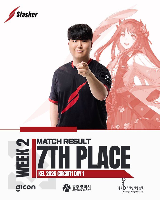 Slasher_KR's tweet photo. [Match Result]
KEL2026 1일차 결과, 광주 슬래셔는 7위를 기록하며 하위조로 향하게 되었습니다. 다음 주 토요일, 패자조와 최종전에서 최선을 다하겠습니다. https://t.co/FrOKbJTBIw