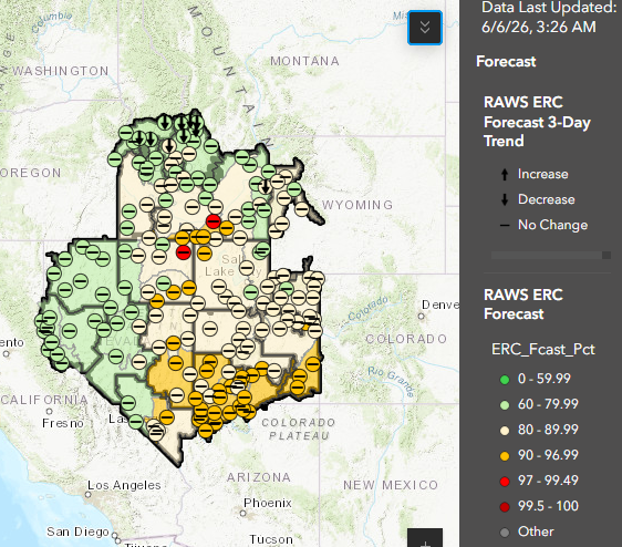 GreatBasinCC's tweet photo. Observed ERC percentiles in Great Basin from Saturday 06/06/2026.
@GreatBasinCC
https://t.co/mZyBXBuyeO https://t.co/VhIaTReHxq