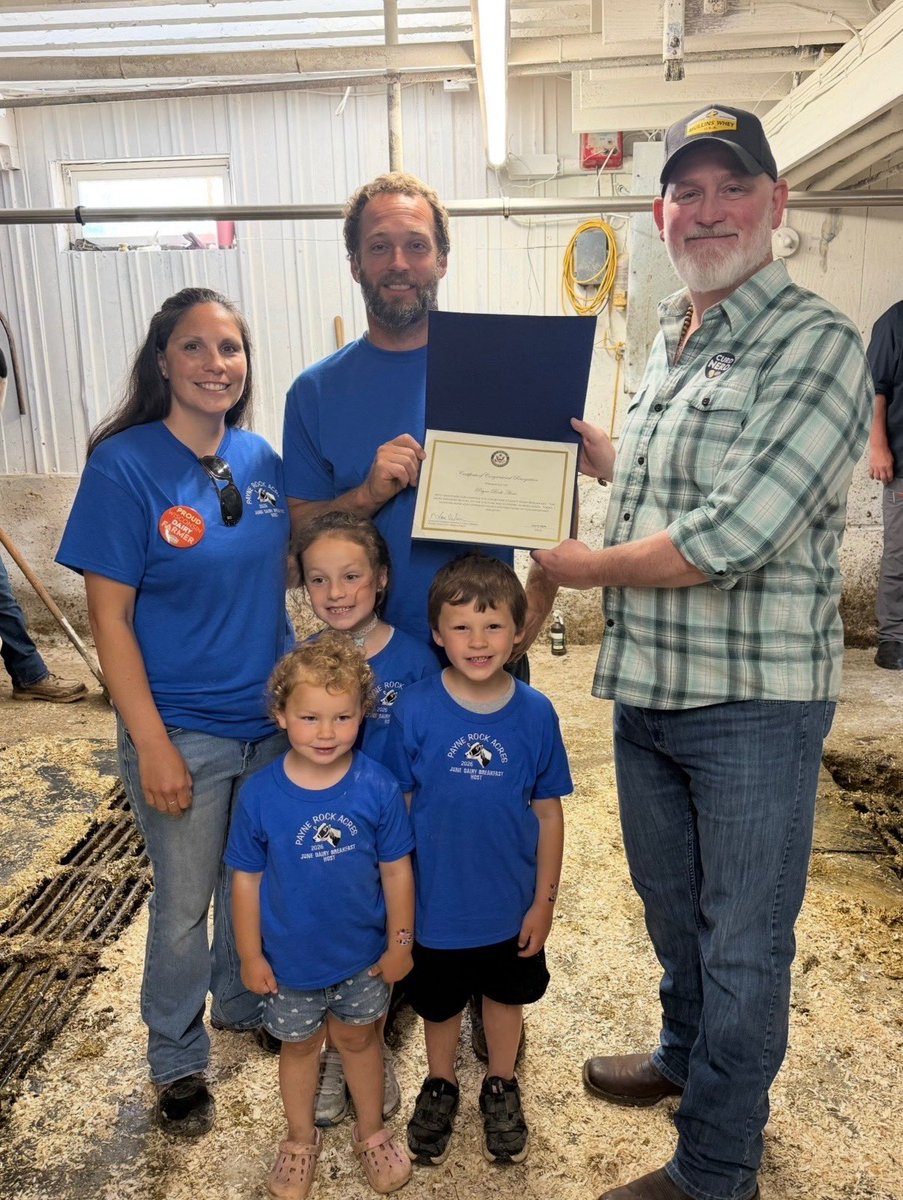 RepVanOrden's tweet photo. Kicking off a beautiful day in #WI03 at the Crawford County Dairy Breakfast with Dustin, Megan and their family

Great food, great company, and a great reminder of what makes Wisconsin so special 🐄🌾🥛 https://t.co/hNWAy5ESX7