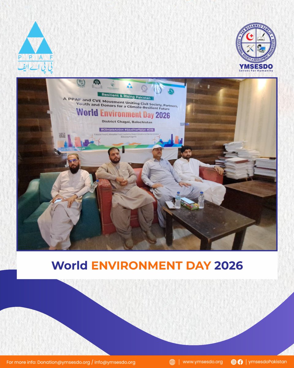 YmsesdoPakistan's tweet photo. On the occasion of World Environment Day, a dignified awareness event was organized in the DHQ Hall, Dalbandin, District Chagai, by Yar Muhammad Samejo Educational Society and Development Organization (YMSESDO) in collaboration with the Pakistan Poverty Alleviation Fund (PPAF) https://t.co/NYtEklPtvG