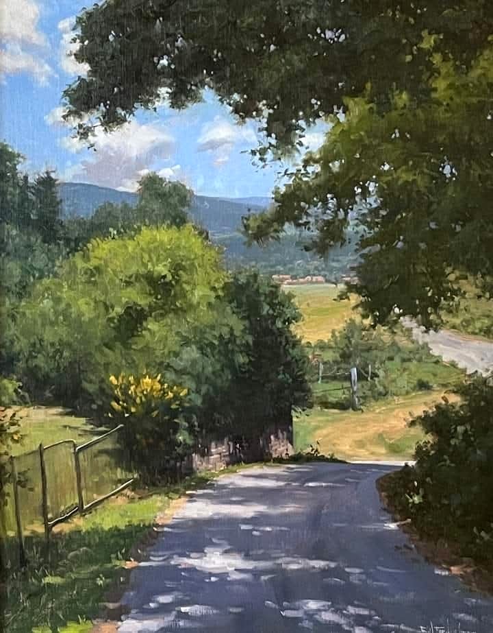 martinis2018's tweet photo. Bill Farnsworth (Artiste peintre américain né en 1958) 
- Promenade à la campagne, 2024, huile sur lin, 76 x 61 cm (Collection privée). https://t.co/4Q3tQeeSWw