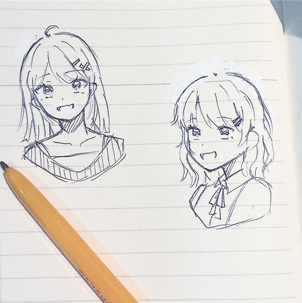 orangeyart's tweet photo. A few doodle I made using ball pen ~

#oc #sketch https://t.co/nr1kH72mFN
