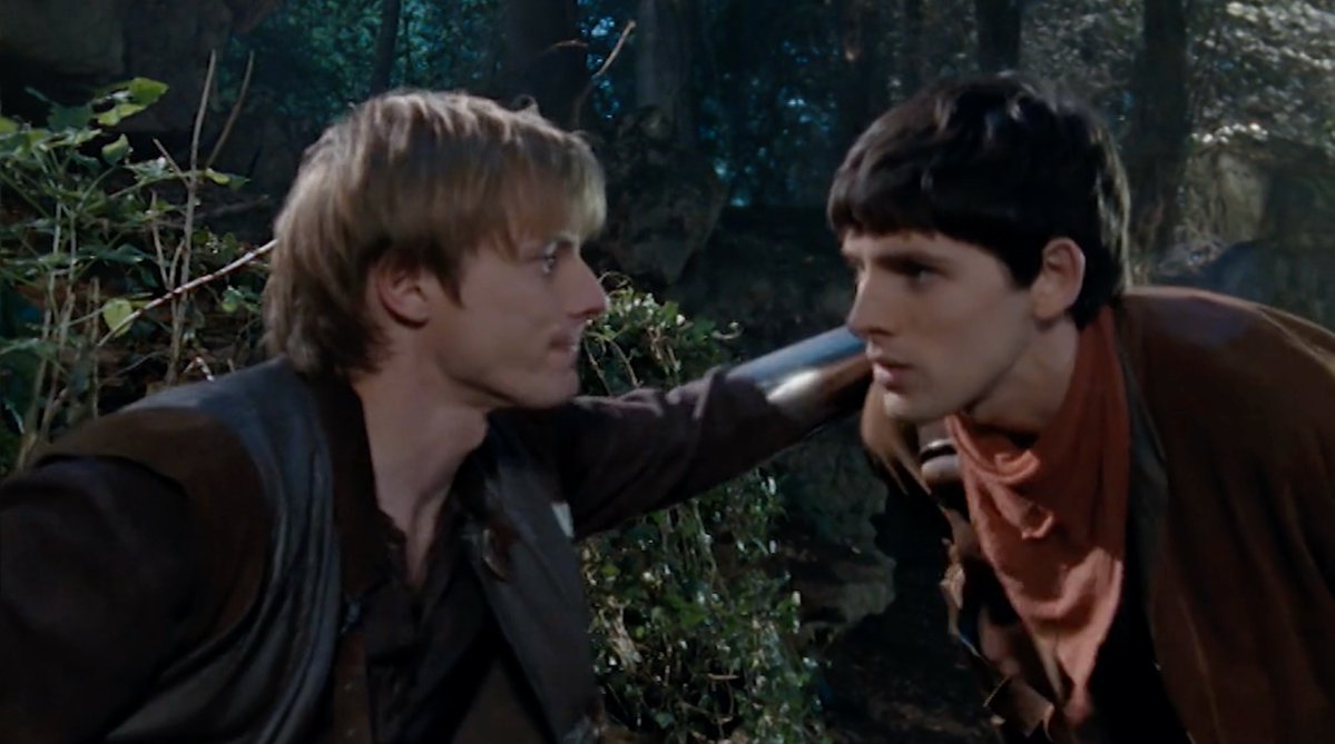 DragonNamedBinx's tweet photo. "The man who freed it would unite the land of Albion and rule over the greatest kingdom the world has ever known. That man is you, Arthur ... I believe in you. I always have."

Day six, ship two is Merlin and King Arthur, aka, #Merthur! 🩵🤍🩵 #Merlin #DBTwoQueerShipsADay https://t.co/RSmWBrnvWa