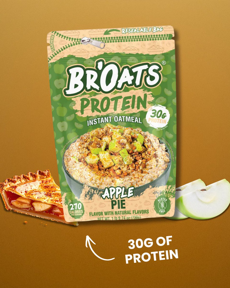 eatbroats's tweet photo. 30g protein per serving that’s ready in 60 seconds? 👀 Br’Oats is the GOAT of breakfast! 🥣

Don’t miss out on the new limited edition Apple Pie and stock up on our 3 delicious flavors 🛒

#broats #protein #breakfast #oats #proteinoats https://t.co/rRXKbt0LfX