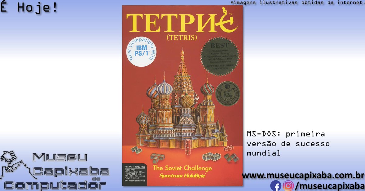 museucapixaba's tweet photo. É hoje! O jogo Tetris de 1984.
+em https://t.co/UAoaHn8Qca
#MuseuCapixaba #mcc #éhoje #museu #tecnologia #retro #geek #DescubraoES #ES #OnThisDay #Tetris #TetrisCompany #Тетрис #AlexeyPajitnov #Dorodnitsyn #Elektronika #Elektronika60 #ELORG #IBMPC #Nintendo #Puzzle #URSS #USSR https://t.co/2sWvNX5tQM