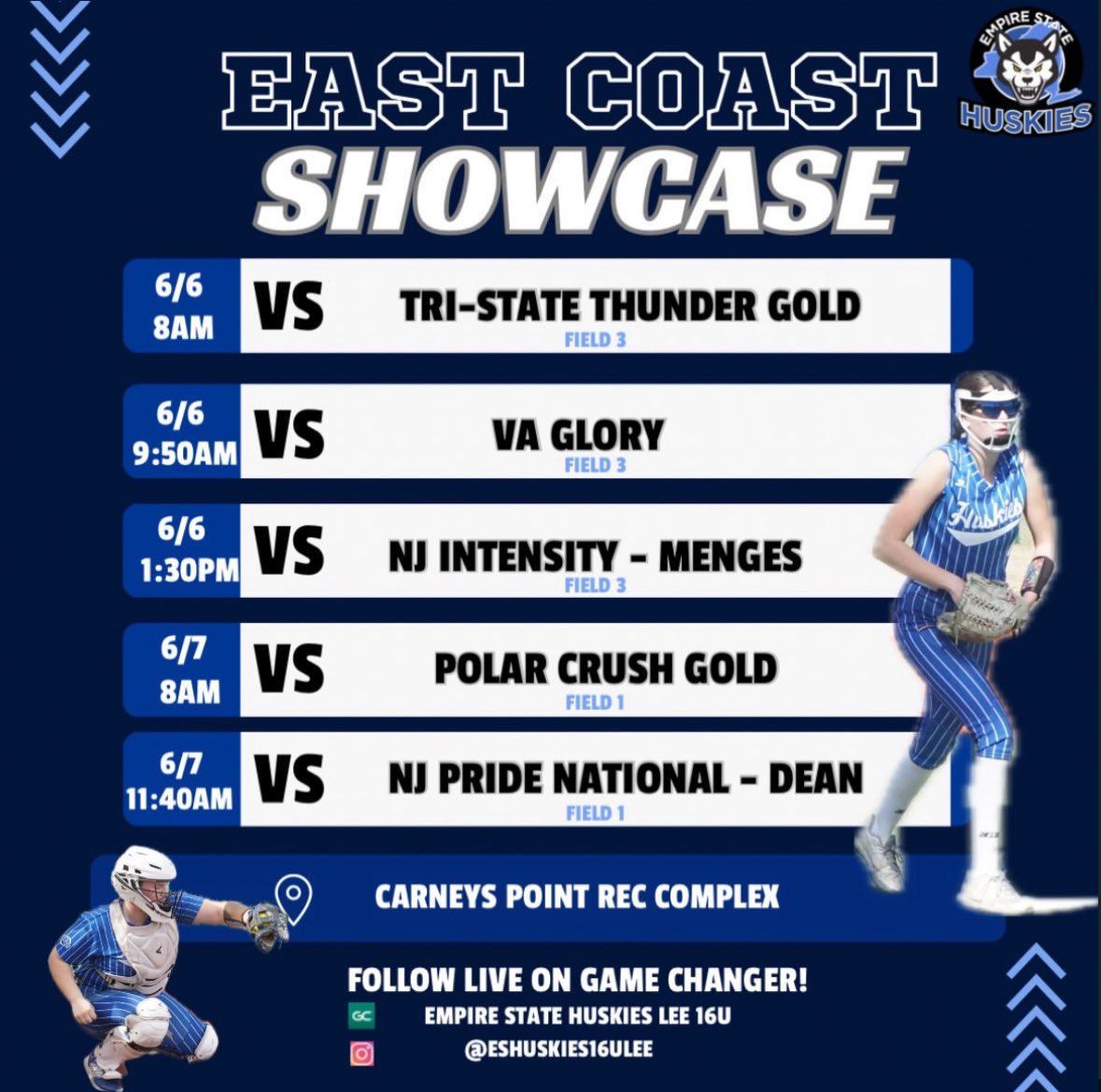 UreeStLouis's tweet photo. My game schedule for this weekend! #gdtbah #co2028 #softball #slapper #eshuskies16ulee #empirestatehuskies https://t.co/8nAOfz8CPs