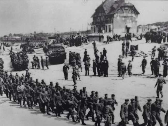 MilHistNow's tweet photo. The seaside town of Bernières-sur-Mer is home to the ancestral summer residence of Normandy's Hoffer family. 

After evicting the owners in 1942, the Germans transformed the three-story brick and timber beach house into a fortified observation post, complete with sandbags and machine gun nests. It became a key objective for the first wave of Canadian troops landing on Juno Beach on D-Day. 

In the opening minutes of the June 6, 1944 invasion, soldiers of the Canadian Queen’s Own Rifles stormed the house under heavy fire. In fact, the Hoffer home would end up being the first building in France liberated by the Allies on D-Day. 

Since then, the family has turned the property into a living shrine to the people of Canada. Each year, the outside is draped with Maple Leaf flags. 

If you happen to be visiting Bernières-sur-Mer on June 6, and if you’re Canadian, the Hoffers may just invite you in to take a look around. #dday82