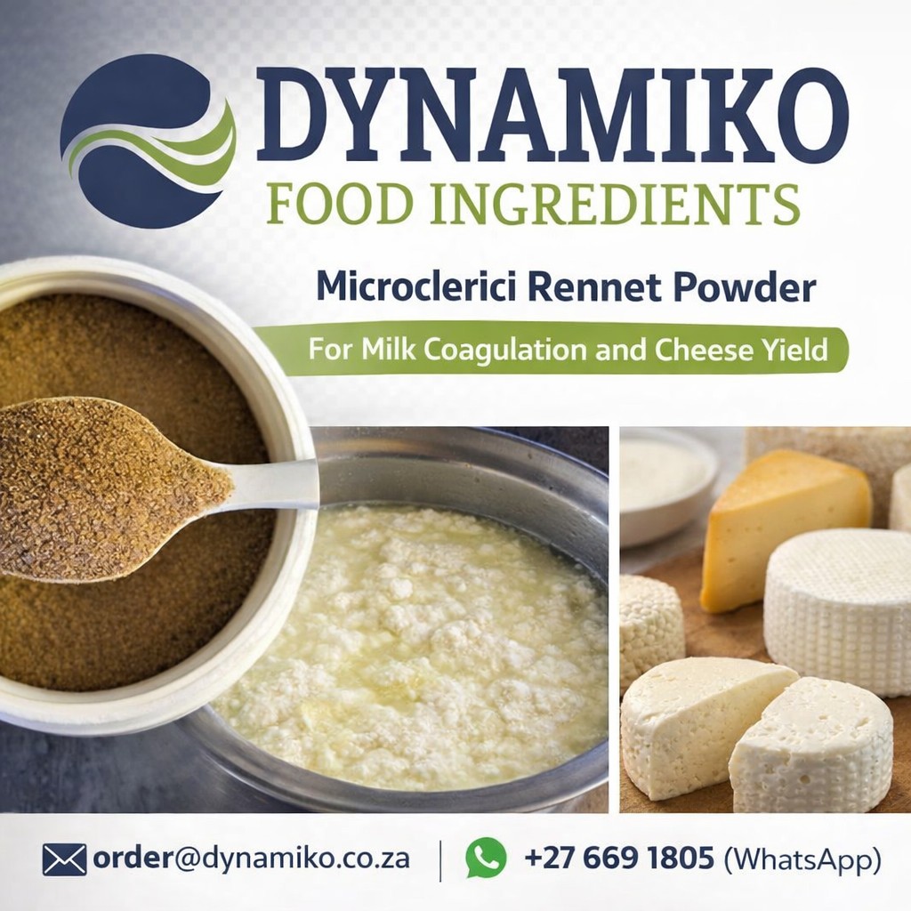 DynamikoFoodIng's tweet photo. 🧀 MICROCLERICI RENNET POWDER 🧀 - Ideal for dairy applictions.
A high-quality enzyme used in cheese making to ensure consistent coagulation and reliable curd formation.

Precision you can trust in every batch 🌿

#Rennet #CheeseMaking #DairyIngredients #Microclerici https://t.co/CsFTnPTg0E