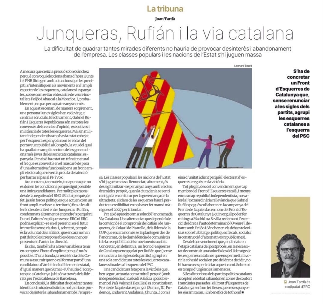 iranera's tweet photo. Cal mirar endevant. Cal cercar solucions sempre. Cal dialogar sense defallir. Sempre. I quan es tracta de persones referents per la societat, encara més. 

No us perdeu l’article d’en @JoanTarda 👇🏻👇🏻👇🏻 https://t.co/9jqzIdkuxf