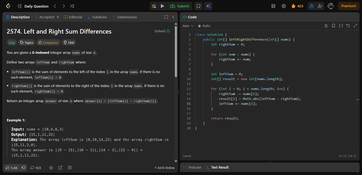 amanhaidry's tweet photo. 🗓️Day-318 of #365DaysOfCode 🎯
✅ @geeksforgeeks
#POTD: Non-Attacking Black and White Knights
✅ @LeetCode
#DCC: Left and Right Sum Differences
#365DaysOfDSA #geeksforgeeks #gfg #leetcode #365DaysOfcoding #Java #DataStructuresAndAlgorithms #DSA #ProblemSolving #CodingJourney https://t.co/5iNrjWxynZ