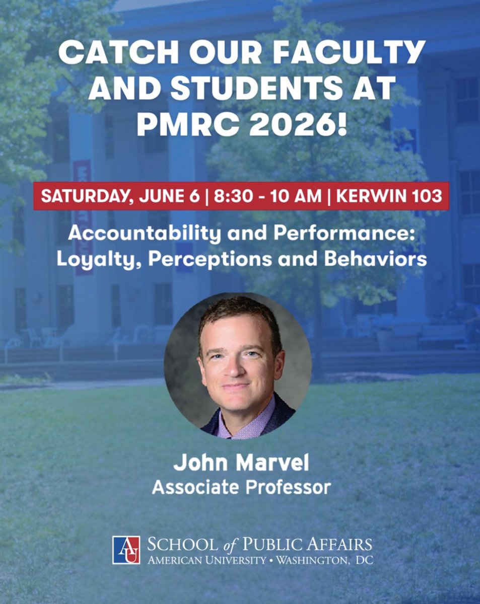 AU_SPA's tweet photo. While SPA's John Marvel is chairing the session on accountability and performance, Prof. @_LewisFaulk will be presenting a co-authored paper titled "Value Congruence and Donor Responses to Nonprofits Ending DEI Initiatives".
#PMRC2026 https://t.co/p7sMoIP7gr
