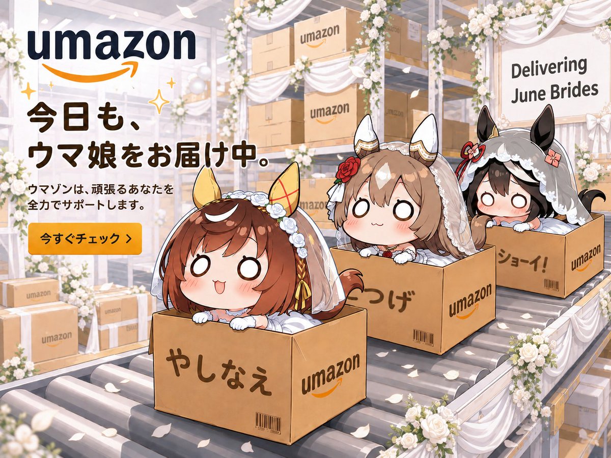imonnu1111's tweet photo. #ウマ娘 #umamusume
最速で推しをお届け。
ウマゾンは、頑張るあなたを
全力でサポートします。 
（ジューンブライド特別編） https://t.co/CGr6CL1UmU