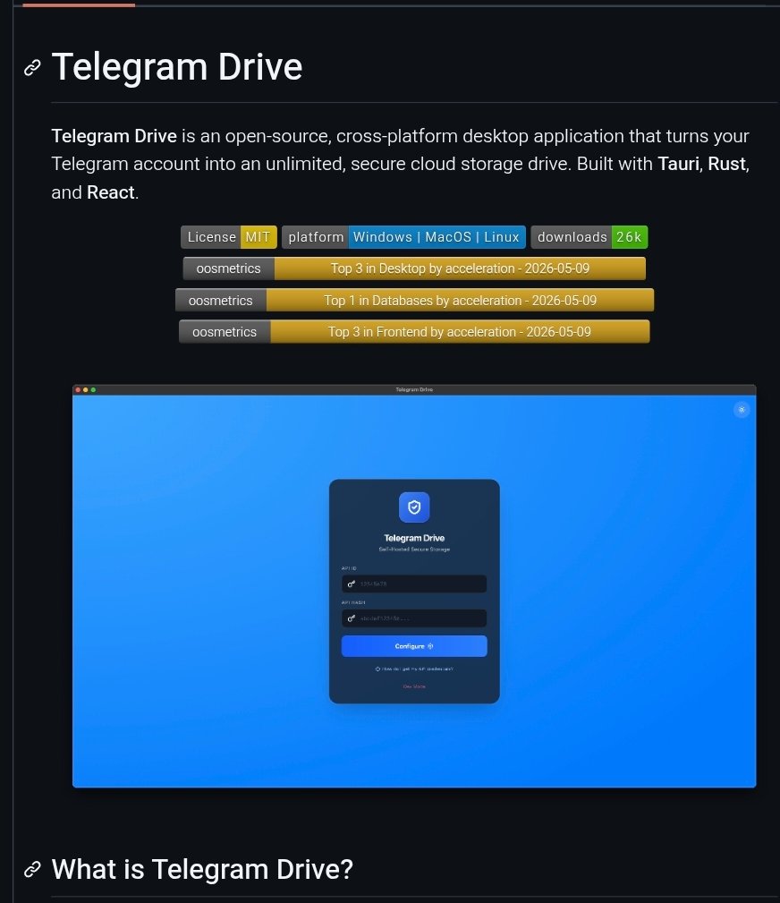 DeepTechTR's tweet photo. 🚨 Telegram hesabınızı tamamen ücretsiz ve sınırsız bulut depolamaya dönüştürebileceğiniz açık kaynak bir uygulama yayınlandı.

Artık video, ses, dosya fark etmeksizin hiçbir boyut sınırlaması olmadan doğrudan Telegram sunucularına yükleyip yayınlayabiliyorsunuz. Aylık ücret, reklam veya veri sınırı yok.

Özellikler:
• Sınırsız depolama ve hızlı yükleme
• Sanal kaydırma ile binlerce dosyayı anında yönetme
• API anahtarlarınız tamamen yerel kalıyor, hiçbir veri üçüncü tarafa gitmiyor
• Rust + Tauri ile geliştirildiği için son derece hızlı ve hafif
• Mac, Windows ve Linux desteği

Sadece Telegram hesabınız ve https://t.co/vA0aAhOr03’dan alacağınız API kimliği/hash yeterli. Kurulum 2 dakikada tamamlanıyor.

%100 açık kaynak, MIT lisansı.