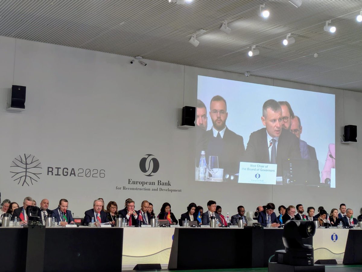 SergiiMarchenk3's tweet photo. In Riga today, I had the opportunity to address the @EBRD Board of Governors and express Ukraine’s gratitude to President @OdileRenaud and all EBRD shareholders for standing with Ukraine throughout the full-scale war. 

The EBRD has become much more than a financial institution for Ukraine. It is a trusted partner helping us keep critical infrastructure running, strengthen energy resilience, and advance recovery even amid ongoing challenges.

With 17 active public sector projects worth €3.3b, the EBRD remains one of Ukraine’s largest institutional investors. We look forward to deepening our cooperation in energy, transport, municipal development, digital transformation, and private sector growth. #EBRDam