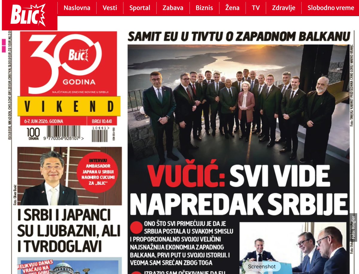 BC353756's tweet photo. SVI, pa čak i Blic, vide napredak Srbije!

Samo mi štrokaderske ustaše ne vidimo...
Zašto smo tako prokleti, zašto mrzimo napredak Srbije? 😢 https://t.co/QcQHs362OP