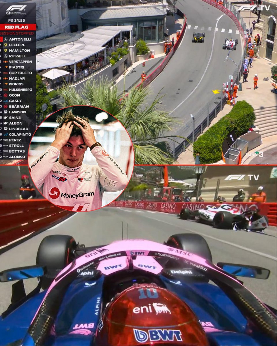 _racingbr's tweet photo. BEARMAN NA PAREDE! 🚨 

Ollie Bearman perdeu o controle da sua Haas na Massenet e está fora do TL3. A bandeira vermelha foi acionada para a retirada do carro do inglês. 

#f1 #formula1 #haas #bearman #ocon https://t.co/XxUveBPOxO