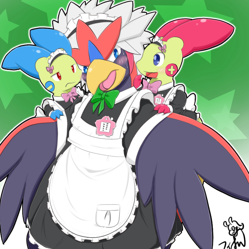 fiol783's tweet photo. メイドウォーグルくんと肩に乗るメイドプラスくんとメイドマイナンちゃん～ https://t.co/UXmiHcHjJa