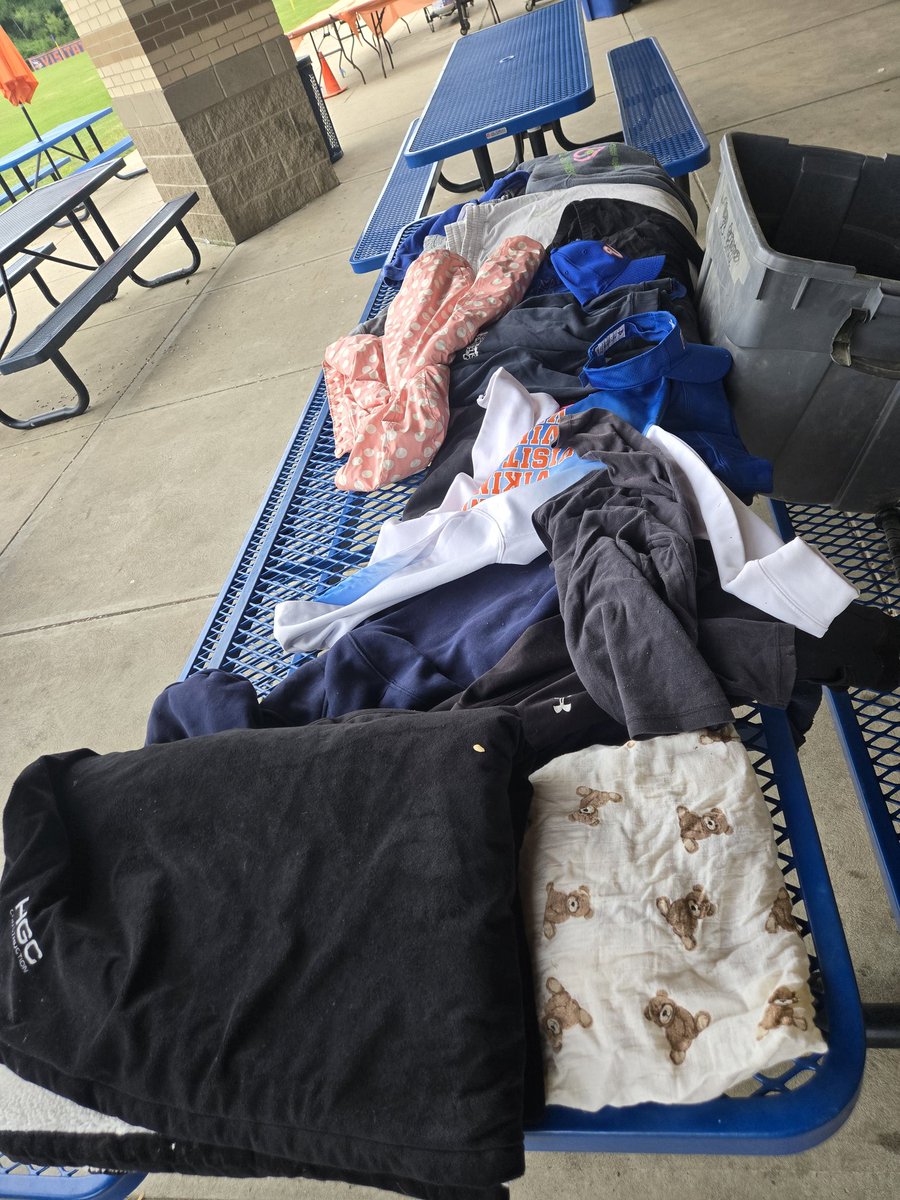 VACSports's tweet photo. Missing a water bottle, hoodie or jacket? Take a look at Visi's Lost &amp; Found Bins under the pavilion. Everything goes to Goodwill next week, so please claim your stuff! https://t.co/mPG9PxTlg5