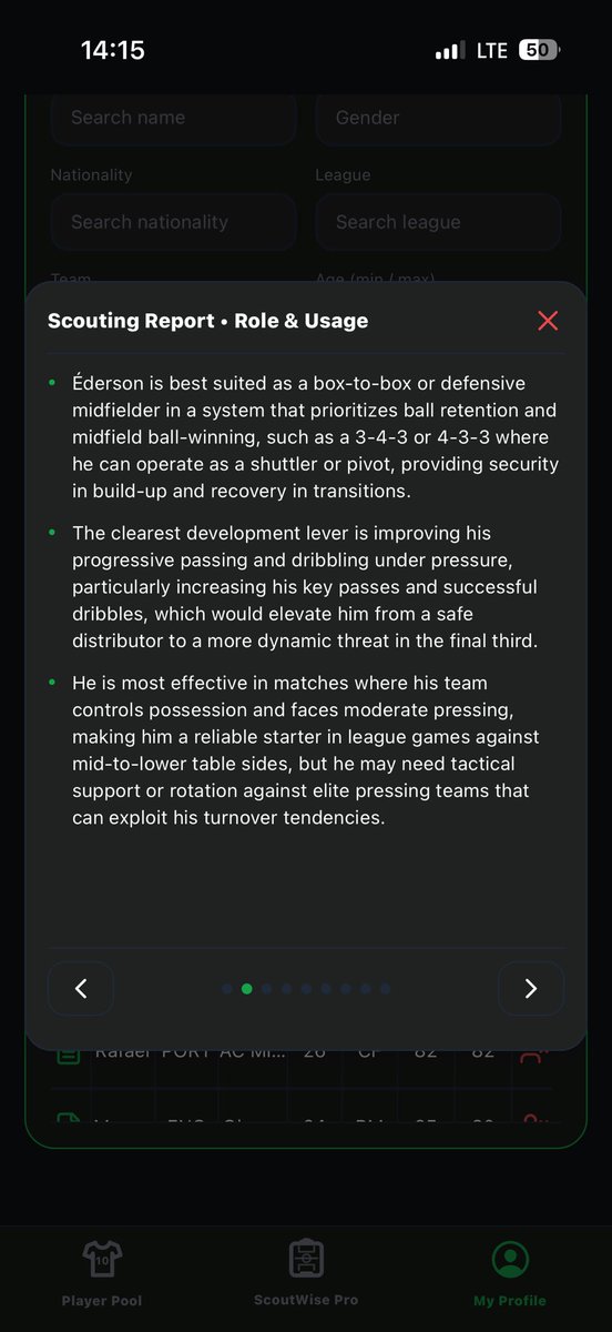 ScoutWiseAI's tweet photo. 📊 ScoutWise Verdict: Ederson to Manchester United

✅ Strong ball-winner
✅ Secure in possession

⚠️ Still has room to grow as a progressive playmaker

Form: 75/100
Potential: 82/100

On profile alone, this looks like a much better fit than many of United’s recent midfield signings.
