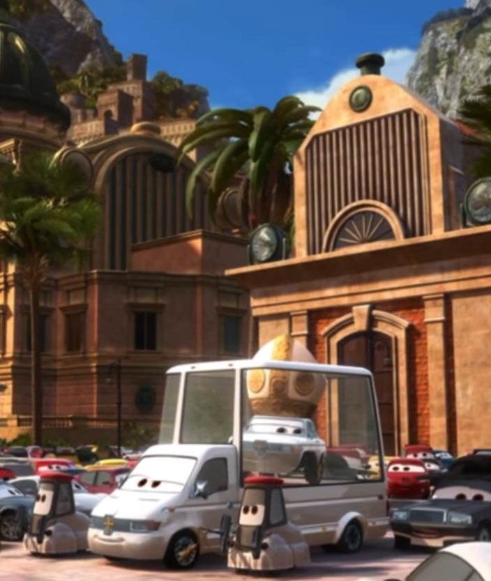 MiMundoDisney's tweet photo. No olvidemos cuando el Papa apareció en Cars 2 🛞 https://t.co/QMFnfOHP0g