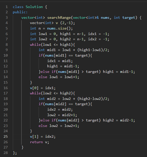 hemanyadav2005's tweet photo. Day 13/100 of #100DaysOfCode

- Problem solved: 34. Find First and Last Position of Element in Sorted Array
- Topic covered: Binary Search
- Topic learned: LinkedList
- Approach: Search the first occurrence in left side and last occurrence in right side after calculating mid. https://t.co/i98yyHd7M3