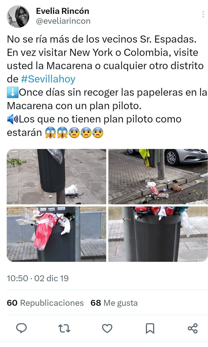 JuanToAragon's tweet photo. Lo preocupante es que, para justificar una gestión nefasta de @jlsanzalcalde, la delegada se escude siempre en los trabajadores de @LipasamSevilla.

Cuando estaba en la oposición nada era problema y jamás los utilizabamos como parapeto.

Eso dice muy poco de quien hoy gobierna 👇 https://t.co/FWvCSkhEY4