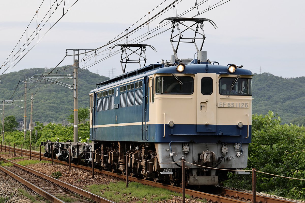 OJyaian's tweet photo. 配9360～配9771  EF65-1126+チキ2B   
2026/06/06📷
チキ5200幡生出場配給です。 https://t.co/RiZ36xwi3J