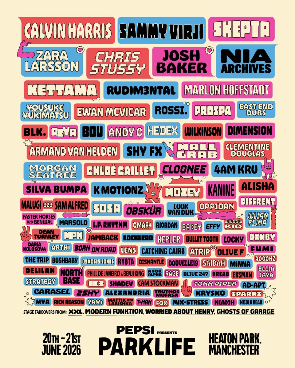 TicketmasterUK's tweet photo. 2 WEEKS TO GO! The countdown is on until Pepsi MAX presents Parklife 2026🔥

Calvin Harris, Sammy Virji, Skepta and many many more head to Heaton Park on 20 &amp; 21 June.

🎟️On sale now >> https://t.co/JjQqyOLohP https://t.co/lKvrUoc9Tr