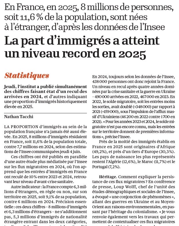 DamienRieu's tweet photo. “La baisse de la hausse” : le nombre d’immigrés continue d’exploser mais un peu moins que l’année dernière. 
Deux manières de couvrir ce chiffre : Le Parisien (extrême gauche) avec un titre trompeur, ou l’Opinion, plus neutre, qui ne se laisse pas duper. https://t.co/sNAShA89Zz
