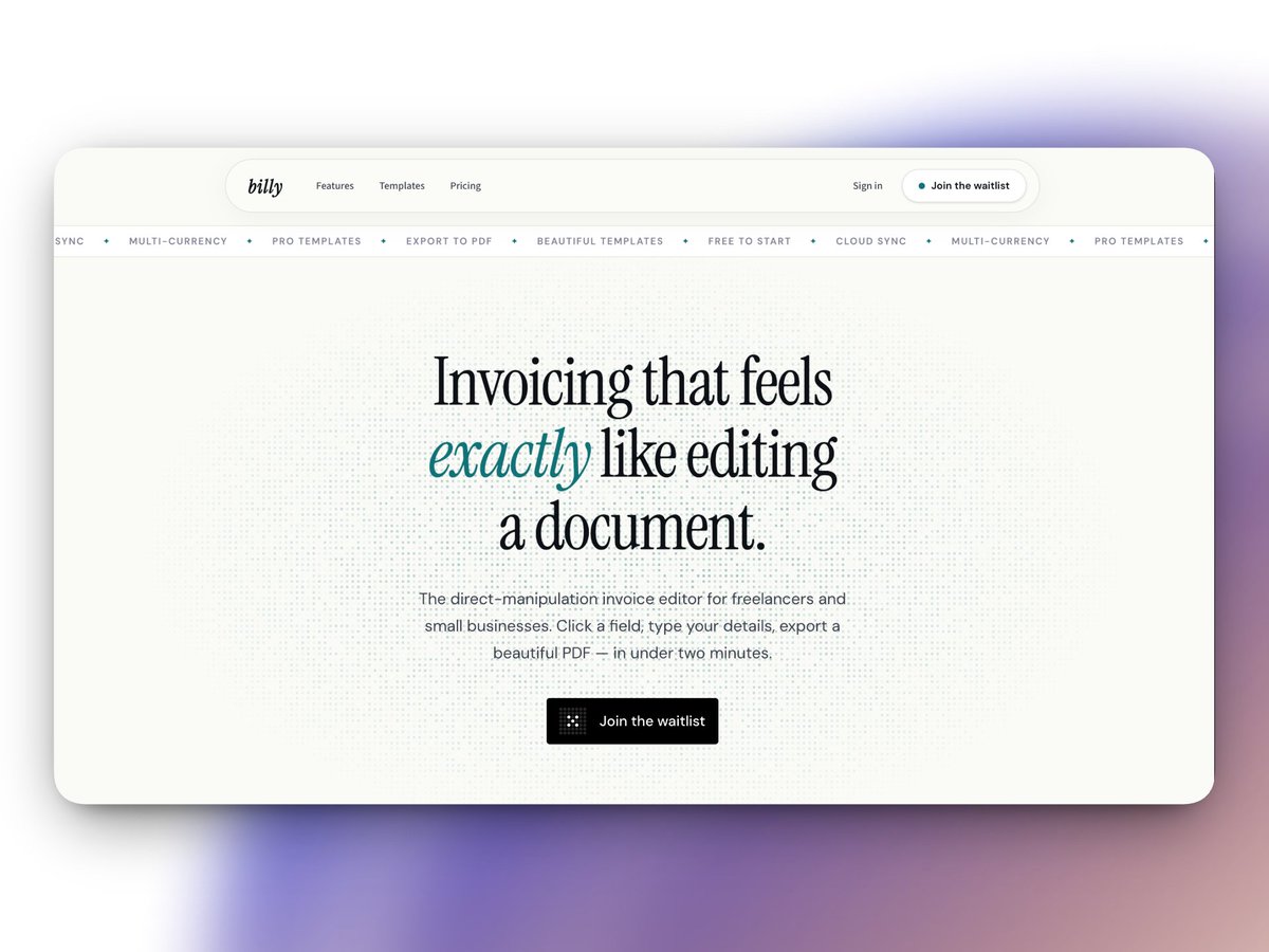 Launching Billy. Creating an invoice shouldn’t feel like filling out ...