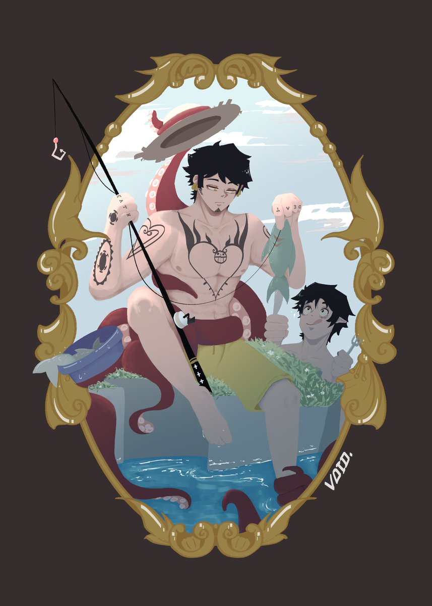 Void_R23's tweet photo. Submission for #lawlumonth2026 week 1 with the theme "sea"

Not my best but at least i make it in time 🔥🔥 haaaghhh 👒🐯

Also nobody stopping me from making all this themed drawing into keychain https://t.co/MxaBaF3tyn