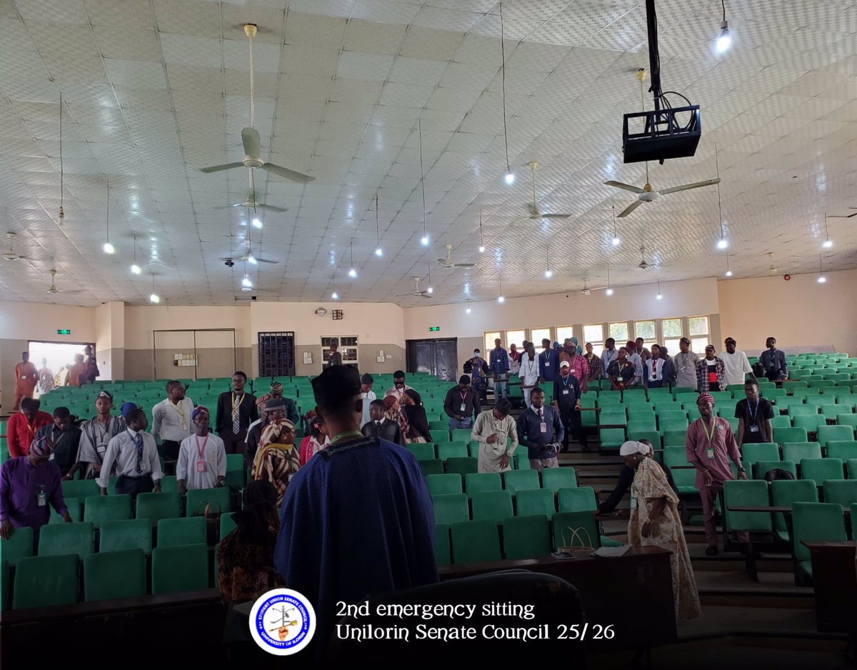 UnilorinSC's tweet photo. 🚨INSIDE THE SENATE🚨
The 2nd emergency sitting commenced at exactly 12:30pm.
#2ndEmmergencySitting
#SenateCouncil
#12thAssembly
06/06/26
Signed:
Sen. Midey
Senate's Spokesperson
©️ Information and Enlightenment Committee https://t.co/xA3tMxfCEk