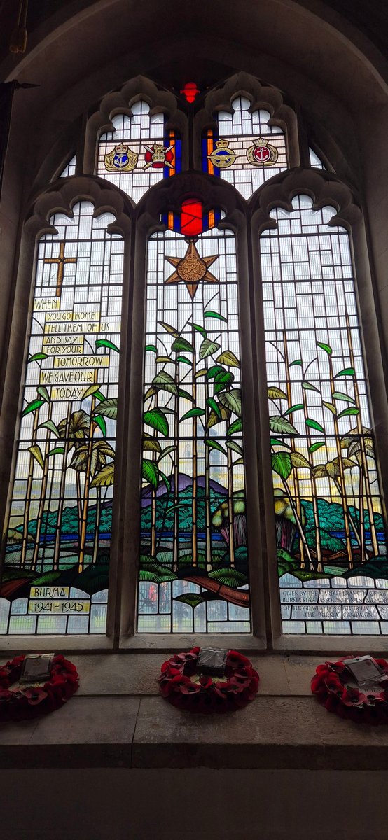 Aircraft_Nutter's tweet photo. The Burma Star Association window in St John the Baptist Church, Cardiff. 
#LestWeForget https://t.co/eZQrSxcbPb