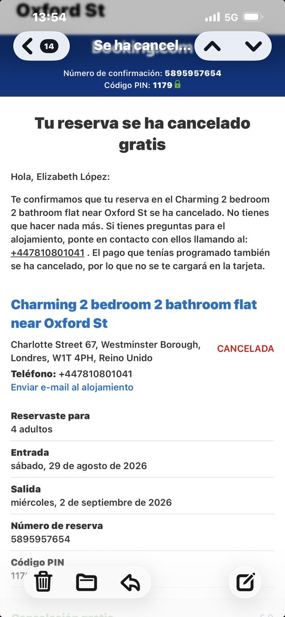 Elillopez's tweet photo. Increíble y muy desafortunado @booking. Os pido ayuda y me canceláis la reserva sin mi permiso . @ocu actuemos ya contra la arbitrariedad y mala praxis de la que ya no nos podemos fiar . https://t.co/ohMl3pXSu6